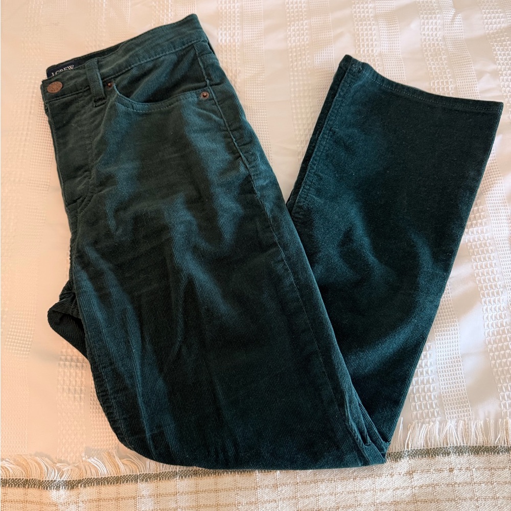 J. Crew Factory Women's Crop Flare Corduroy Pants in Dark Teal